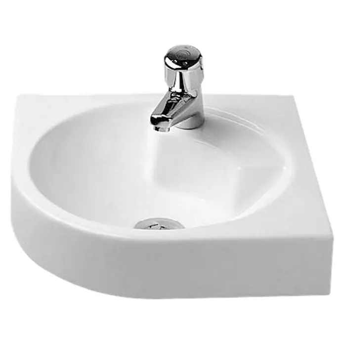 Duravit Architec Waschtisch - 63,5 x 54 cm, Ohne Spezialglasur, Hahnloch: Mitte, Ohne Überlauf, Weiß - Elegantes Eckwaschbecken aus Keramik mit glänzendem Chromhahn, ideal für kleine Badezimmer und Gästetoiletten.