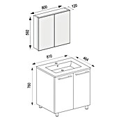 VCM Badinos Badmöbel-Set SPS (80 cm, Schwarz, Glänzend, Mit Spiegelschrank) | BAUHAUS