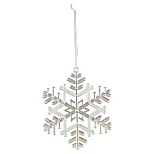 Christbaumschmuck Schneeflocke irisierend (Weiß, Kunststoff, 11 cm)