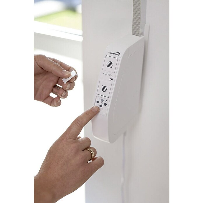 Schellenberg Funk-Rollladen-Gurtwickler Rollo Drive 75 Premium (L x B x H: 155 x 37 x 199 mm, Gurtbreite: 14 - 15 mm, Zugkraft: 30 kg, Unterstützte Systeme: Abus Smart Friends System)