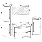 VCM Badinos Badmöbel-Set (80 cm, Schwarz, Glänzend, 5 -tlg.) | BAUHAUS