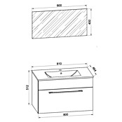 VCM Badinos Badmöbel-Set S1 (80 cm, Schwarz, Glänzend, 3 -tlg.) | BAUHAUS