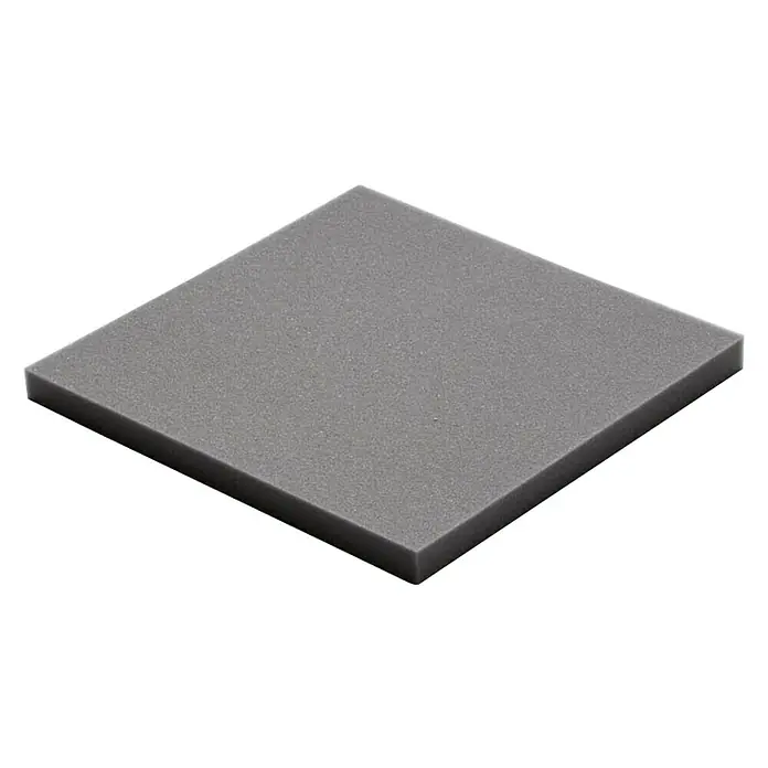 Schaumstoff Terrapur - 40 x 40 x 3 cm, PU-Schaum - Graues Schaumstoffstück, ideal für Polsterungen, Bastelarbeiten oder zur Schalldämmung, mit feiner, gleichmäßiger Textur und präzisen Kanten.