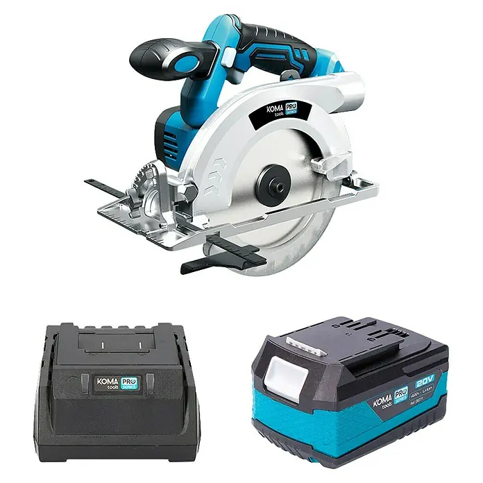 Koma Tools PRO Series Sierra circular de batería - 18 V, 1 batería, 4 Ah, 3.800 r.p.m. - Sierra circular inalámbrica Koma Pro con batería y cargador para cortes precisos en varios materiales.