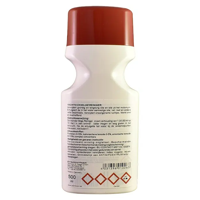 Yachticon Limpiador de sentina - Líquida, 500 ml - Imagen del producto Yachticon limpiador de sentinas, un limpiador de barcos que elimina el aceite y la suciedad.