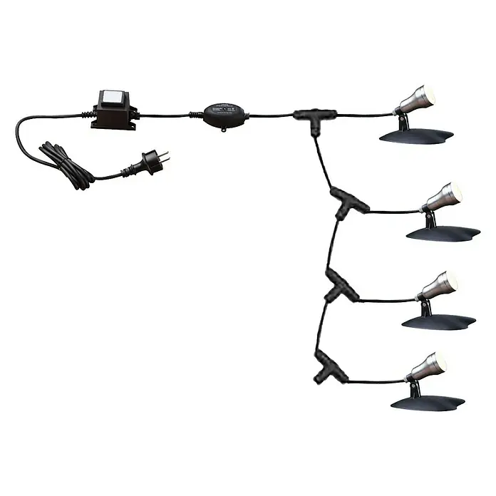 Heissner Starter-Set LED-Spots - 3 Stk., Warmweiß - Ein Set aus vier LED-Gartenstrahlern mit Zuleitung und Stecker für eine stimmungsvolle Beleuchtung im Außenbereich.
