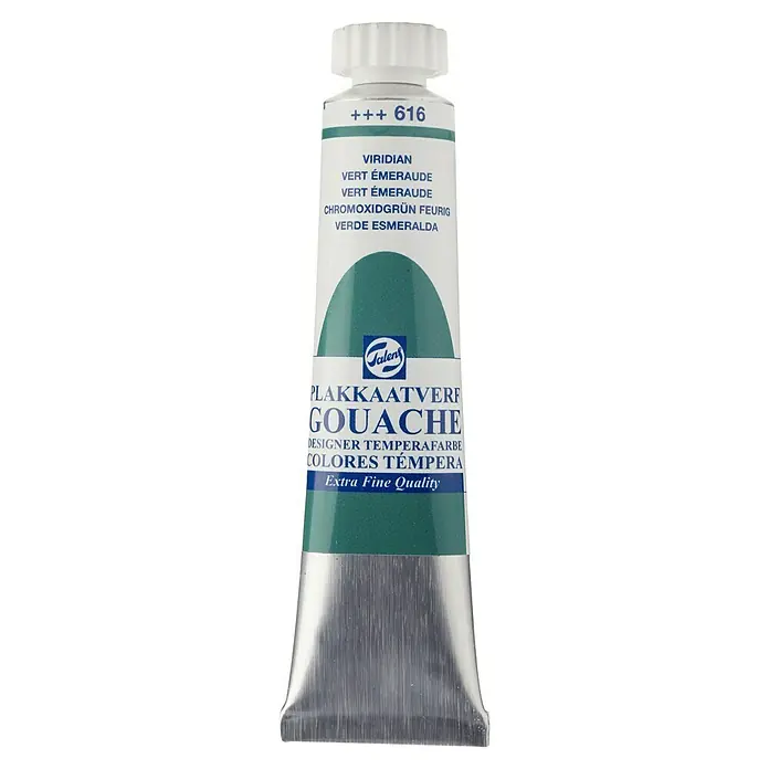 Talens Pintura gouache - Verde esmeralda, 20 ml - Primer plano de un tubo de pintura Gouache Talens en Viridian, un color artístico de alta calidad para diversas técnicas de pintura.