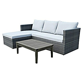 Sunfun Loungeset Sandra (3 -delig, Polyrattan, Lichtgrijs/Antraciet)
