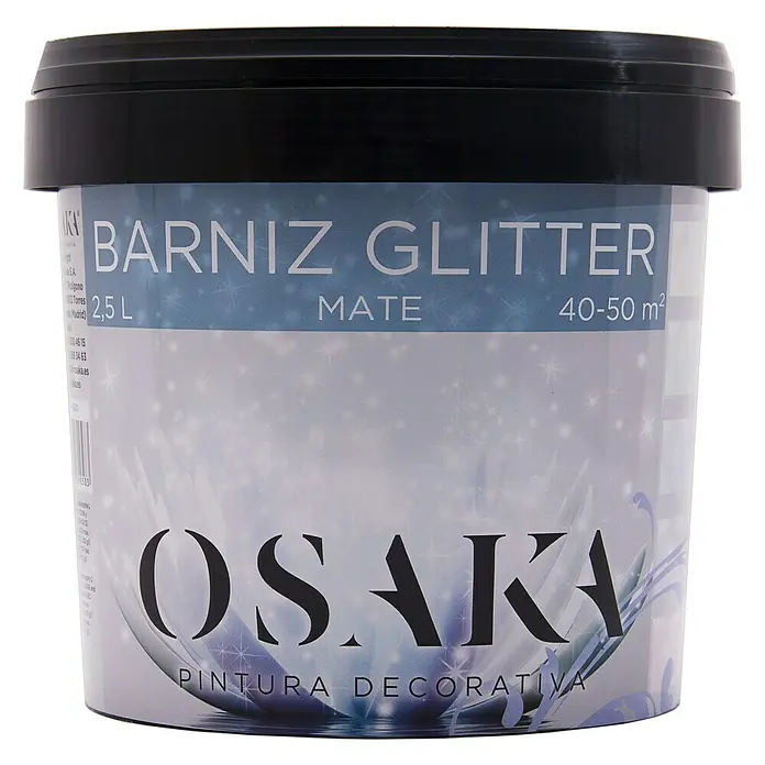Osaka Aditivo para yeso decorativo Glitter - Plata óxido - Bote de barniz con brillo de Osaka de 2,5 litros, perfecto para proyectos de pintura decorativa en interiores, cubriendo una superficie de 40-50 m².