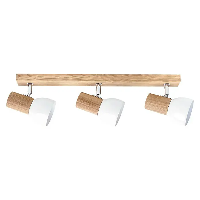 Spotlight Deckenstrahler Svenda - 180 W, L x B x H: 52 x 9 x 18 cm, Eiche, E27 - Deckenleuchte mit drei Strahlern in Holz und Weiß. Eine elegante und moderne Beleuchtung für jeden Raum.