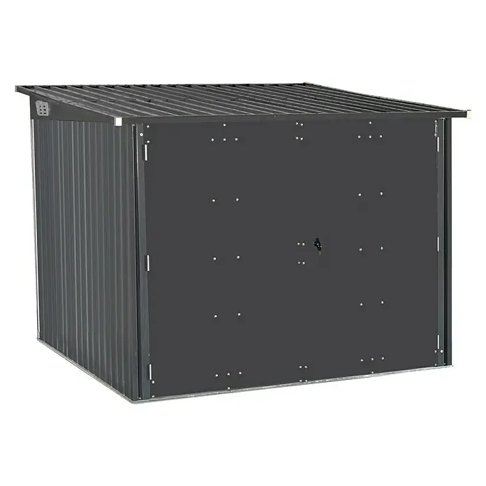 Hoggar Gerätehaus Nyon - Außenmaß inkl. Dachüberstand (B x T): 206 x 204 cm, Anthrazit, Stahl, 4,2 m² - Ein graues Gerätehaus mit abschüssigem Dach bietet praktischen Stauraum für den Garten. Ideal für Werkzeug und Gartengeräte.