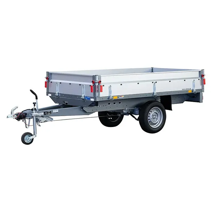 Stema Anhänger BASIC SH 1000-25-13.1 - Nutzlast: 764 kg, Einachser, Kasteninnenmaß: 251 x 128 x 35 cm, Gebremst - Einachsanhänger von Stema mit robustem Aufbau und praktischer Auflaufbremse für sicheren Transport.