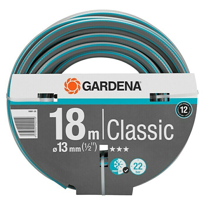 Gardena Classic Schlauch (Länge: 18 m, Schlauchdurchmesser: 13 mm (½″), Berstdruck: 22 bar)