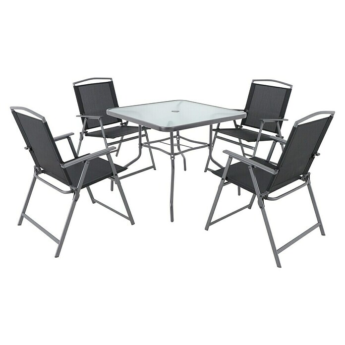 Sunfun Gartenmöbel-Set (5-tlg., Glas/Textilen, Anthrazit)