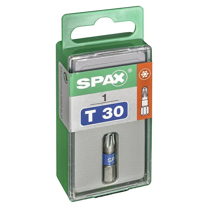 Spax Bit T-Star plus - T30, 1 Stk. - Spax T30 Bit, einzeln verpackt in grüner Kunststoffverpackung, ideal für Schraubarbeiten mit Torx-Profil.
