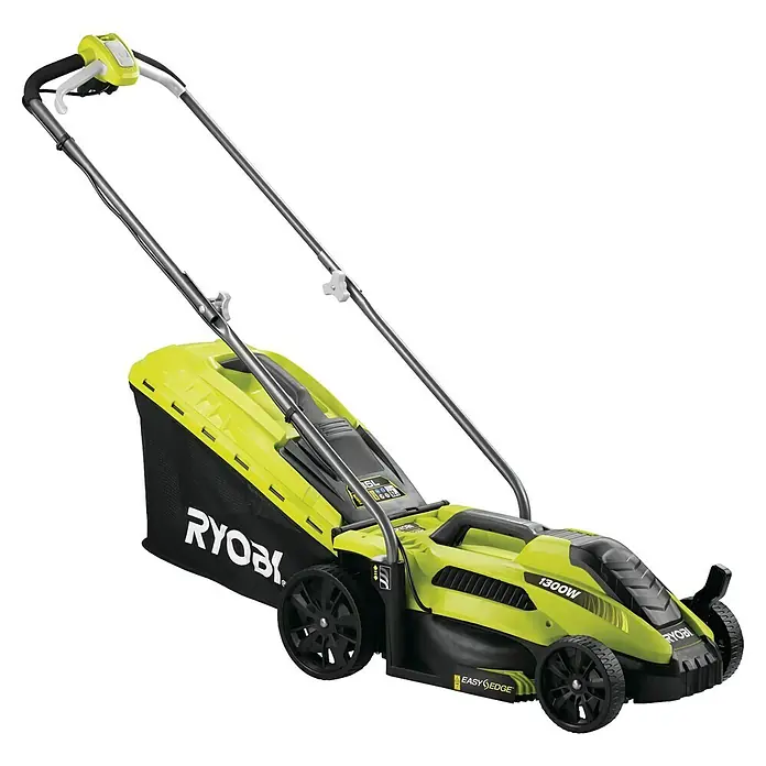 Ryobi Elektro-Rasenmäher RLM13E33S - 1.300 W, Schnittbreite: 33 cm - Der Ryobi 1300W Rasenmäher in Grün und Schwarz mit Fangkorb für den Garten.