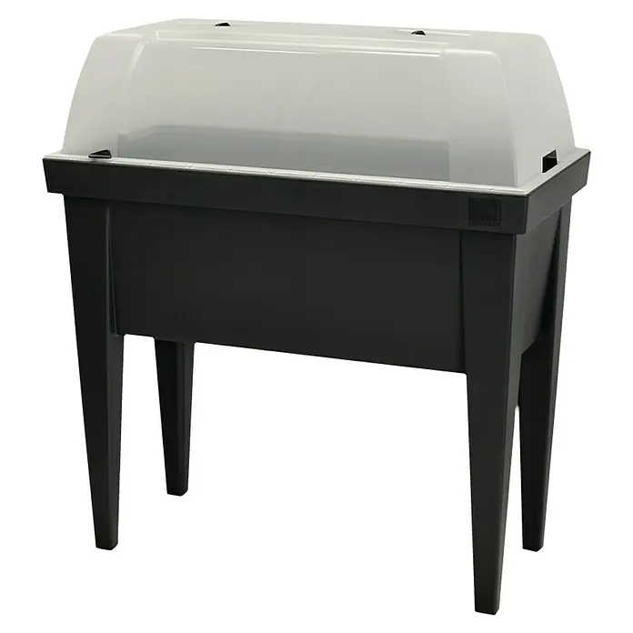 Huerto elevado con tapa - 80 x 40 x 88 cm, Plástico, Antracita - Toma de un huerto elevado negro con cubierta transparente, adecuado para uso interior o exterior.