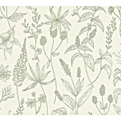 AS Creation Trendwall Vliestapete (Beige/Grün, Floral, 10,05 x 0,53 m)