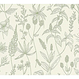 A.S. Création Trendwall Vliestapete Blütengräser (Beige/Grün, Floral, 10,05 x 0,53 m)