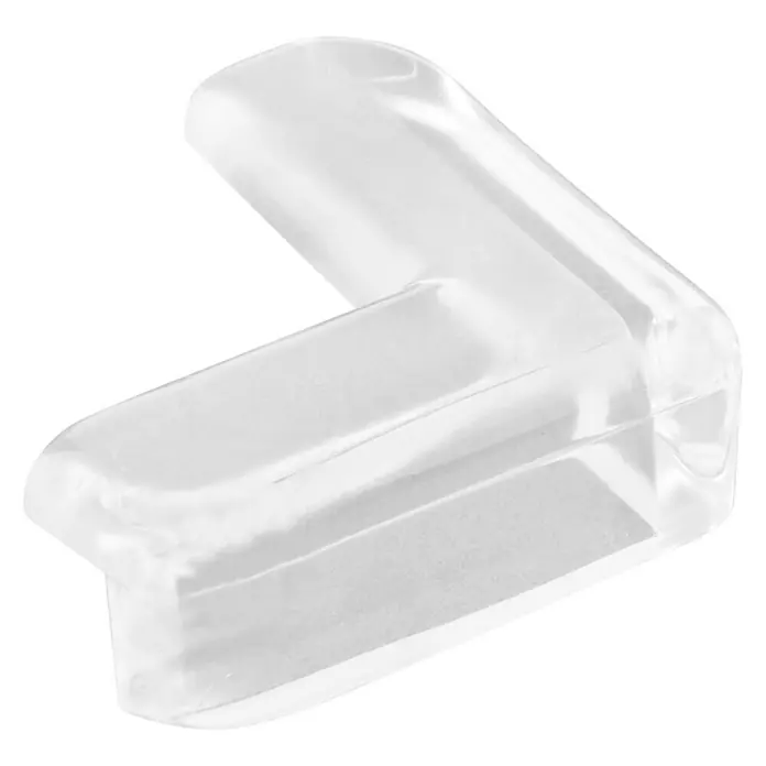 Eckenschutz selbstklebend - L x B x H: 40 x 40 x 15 mm, Transparent, Selbstklebend - Nahaufnahme eines transparenten Eckenschutzes für Möbel, der Sicherheit und Schutz vor scharfen Kanten bietet.