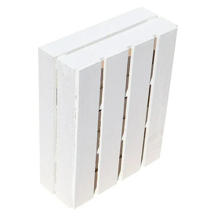 Holzkiste Wilma - B x H: 16 x 40 cm, Holz, Weiß - Ein weiß lackierter, kleiner Holzkasten mit Lattenstruktur, ideal zur Dekoration oder Aufbewahrung. Robust und vielseitig verwendbar.