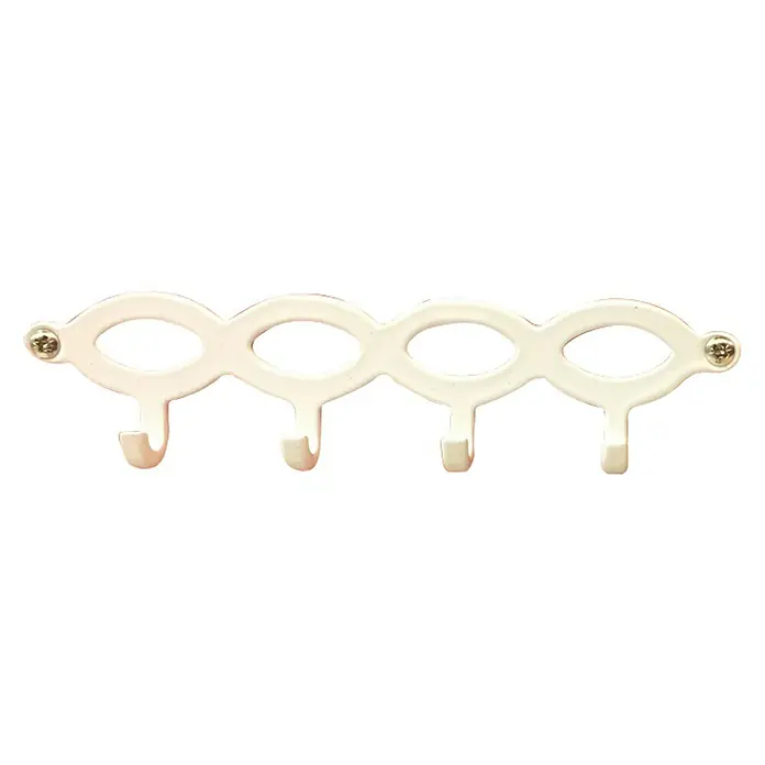 Häfele Colgador para llaves - L x An x Al: 170 x 150 x 5 mm, Aluminio, Blanco - Perchero de pared blanco con cuatro ganchos para guardar ropa o accesorios. Práctico y decorativo para cualquier habitación.