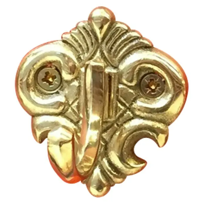 Häfele Gancho para colgar - Altura: 55 mm, Latón pulido - Perchero de pared dorado con diseño decorativo y tornillos para una fijación segura. Ideal para colgar objetos en casa.