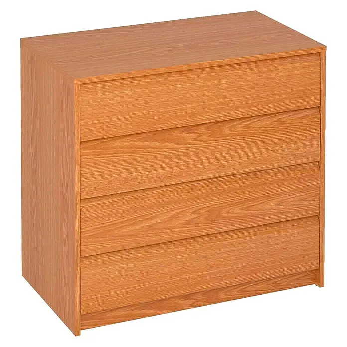 Meka Block Cajonera K-765 - L x An x Al: 45 x 80 x 73,4 cm, Roble, Número de cajones: 4 ud. - Imagen de una cómoda de madera clara con cuatro cajones y una veta de madera visible.