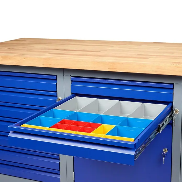 Küpper Profi Modul System Unterschrank Rechtsanschlag - L x B x H: 56 x 55 x 66 cm - Werkbank mit Schublade und farbigen Fächern zur Aufbewahrung von Werkzeugen und Kleinteilen. Praktische Werkstatteinrichtung.