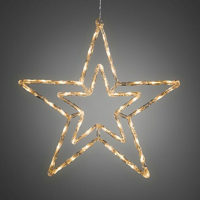Konstsmide LED-Weihnachtsleuchte Doppelstern (Außen, 48-flammig, Durchmesser: 58 cm, Warmweiß)