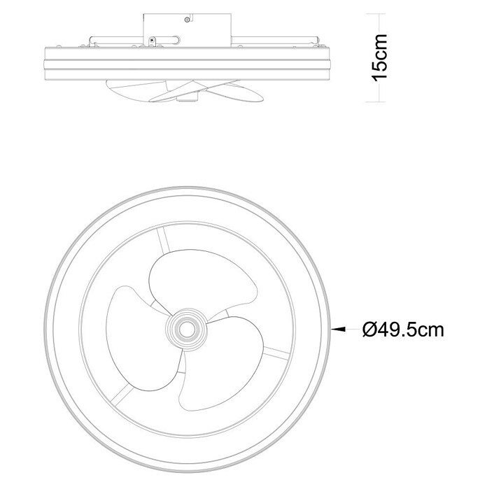 Stropni ventilator Santana  (Crne boje, Bijele boje, Prozirno, 49,5 cm, 50 W) | BAUHAUS