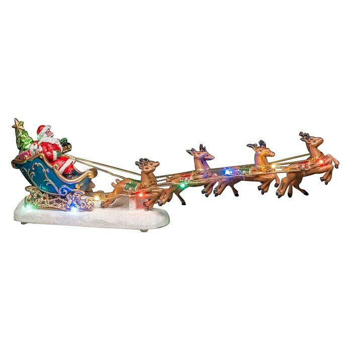 Konstsmide LED-Dekoleuchte (Weihnachtsmann im Rentierschlitten, L x B x H: 35,5 x 6,5 x 14 cm, Polyresin)