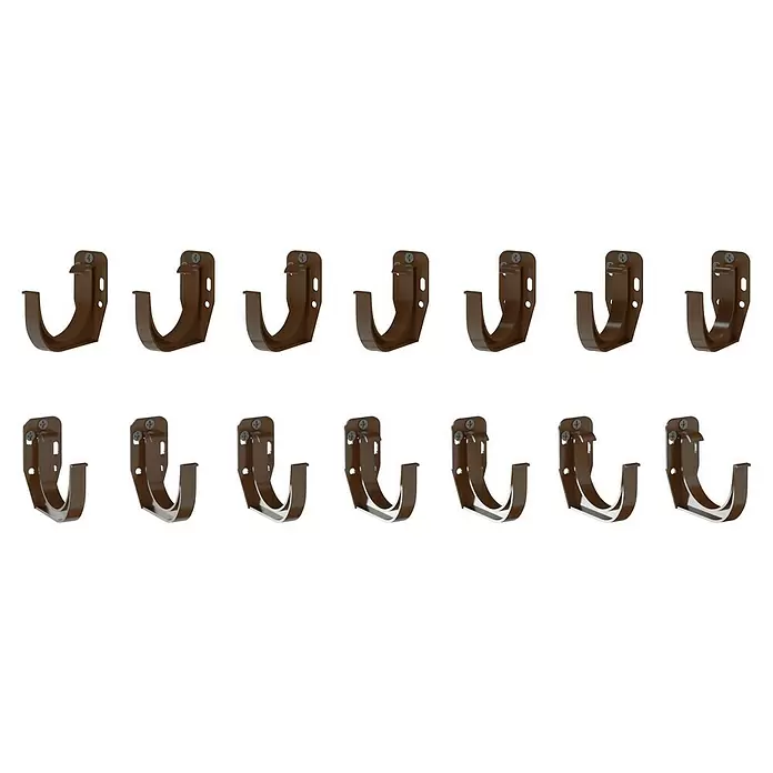 Marley Dachrinnen-Set mit Verstellwinkeln - Nennweite: 100 mm, Passend für: Gartenhäuser Seitenlänge bis 4 m, Braun, Kunststoff - Braune Dachrinnenhalterungen für Dachentwässerungssysteme.