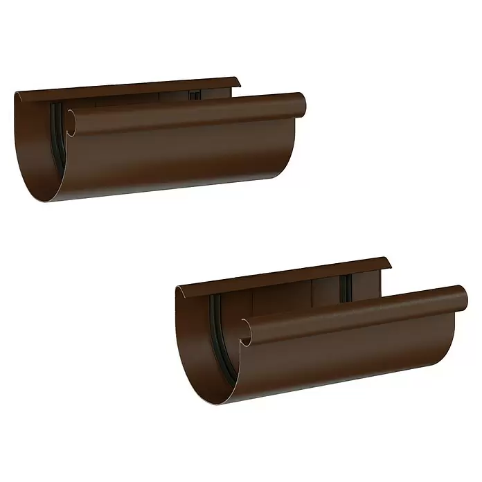 Marley Dachrinnen-Set - Nennweite: 75 mm, Passend für: Gartenhäuser Seitenlänge bis 3 m, Braun, Kunststoff - Zwei braune PVC-Rinnenabschnitte für die Dachentwässerung.