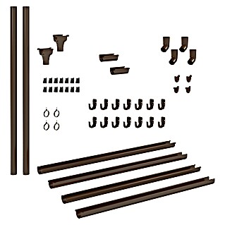 Marley Dachrinnen-Set mit Verstellwinkeln (Nennweite: 100 mm, Passend für: Gartenhäuser Seitenlänge bis 4 m, Braun, Kunststoff)