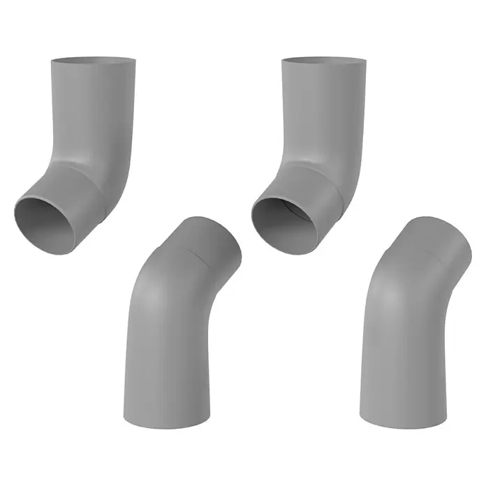 Marley Dachrinnen-Set - Nennweite: 75 mm, Passend für: Gartenhäuser Seitenlänge bis 3 m, Grau, Kunststoff - Vier graue Rohrbögen für Sanitäranschlüsse.