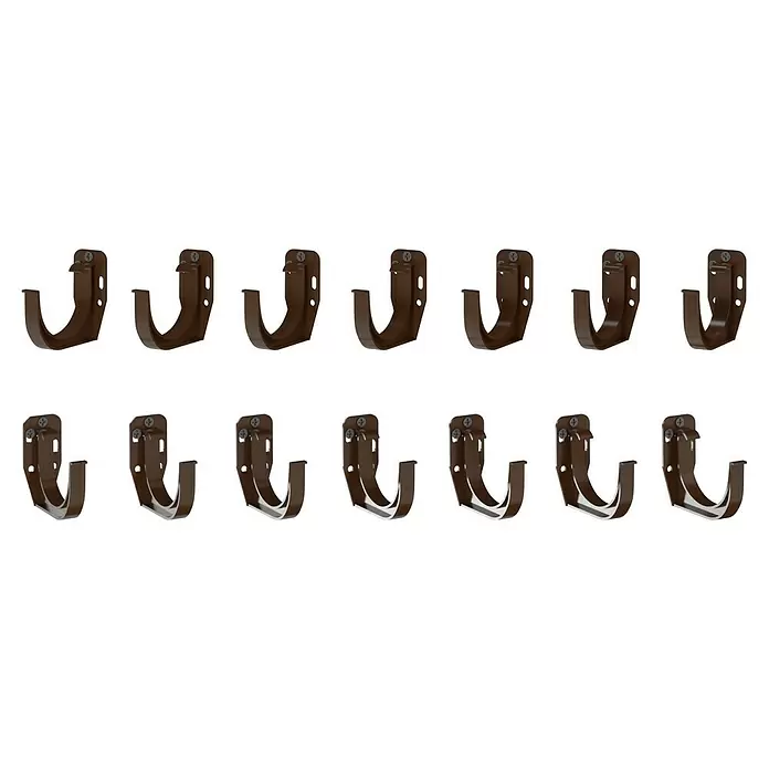 Marley Dachrinnen-Set - Nennweite: 75 mm, Passend für: Gartenhäuser Seitenlänge bis 3 m, Braun, Kunststoff - Braune Dachrinnenhaken mit Schrauben zur Befestigung von Dachrinnen.