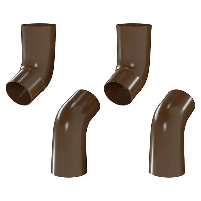 Marley Dachrinnen-Set mit Verstellwinkeln - Nennweite: 100 mm, Passend für: Gartenhäuser Seitenlänge bis 4 m, Braun, Kunststoff - Braune Fallrohrbögen aus Kunststoff für Dachrinnen.