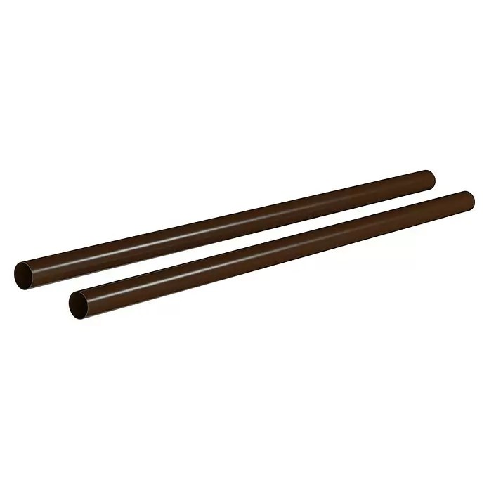 Marley Dachrinnen-Set - Nennweite: 75 mm, Passend für: Gartenhäuser Seitenlänge bis 4 m, Braun, Kunststoff - Zwei braune zylindrische Rohre, eventuell für Sanitär oder elektrische Leitungen.