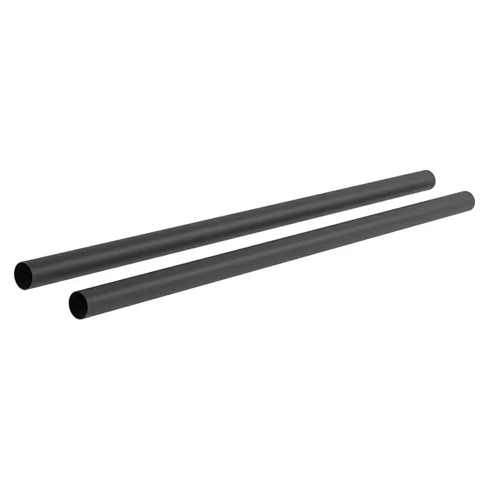 Marley Dachrinnen-Set - Nennweite: 75 mm, Passend für: Gartenhäuser Seitenlänge bis 3 m, Anthrazit-Metallic, Kunststoff - Zwei schwarze zylindrische Rohre, an den Enden hohl und parallel angeordnet.