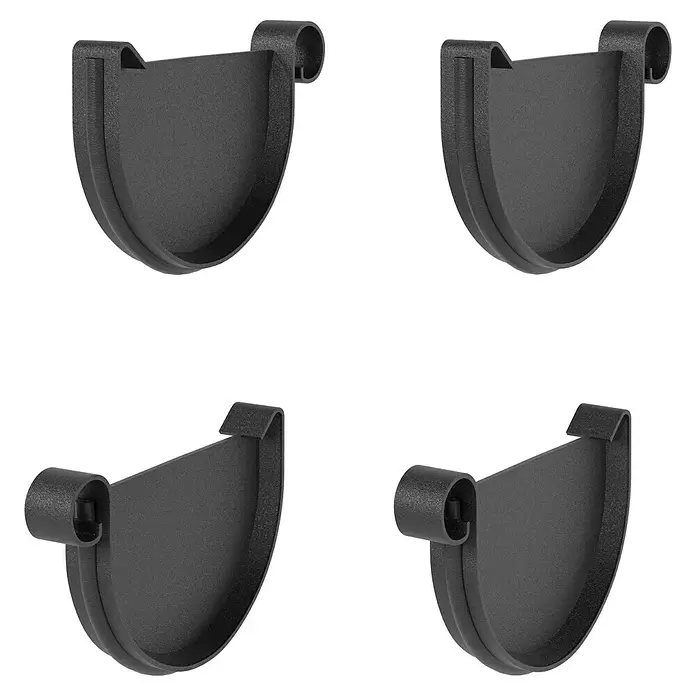 Marley Dachrinnen-Set - Nennweite: 75 mm, Passend für: Gartenhäuser Seitenlänge bis 3 m, Anthrazit-Metallic, Kunststoff - Set aus vier dunkelgrauen Kunststoff-Dachrinnenendkappen.