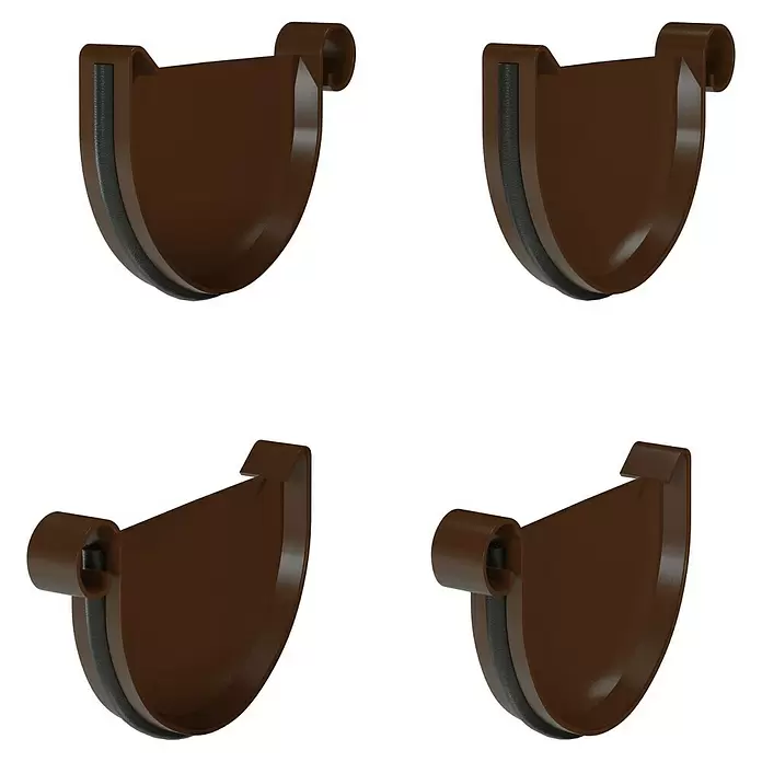 Marley Dachrinnen-Set - Nennweite: 75 mm, Passend für: Gartenhäuser Seitenlänge bis 3 m, Braun, Kunststoff - Braune Dachrinnen-Endstücke zum Abdichten von Regenrinnensystemen.