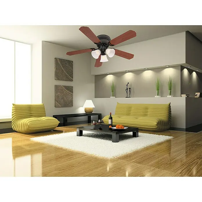 Voltomat Deckenventilator Ontario - Walnuss/Kirsche, 106 cm, 60 W - Stilvoller Wohnraum mit Deckenventilator, der für eine angenehme Atmosphäre sorgt. Die Holzoptik passt perfekt zum modernen Interieur.