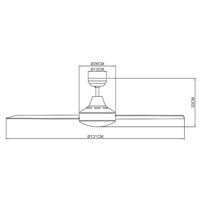 Proklima Deckenventilator (131 cm, Schwarz, 60 W)