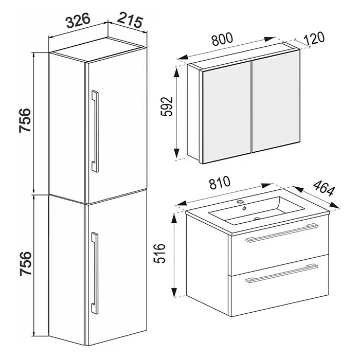 VCM Badinos Badmöbel-Set SPS81 cm, Weiß
