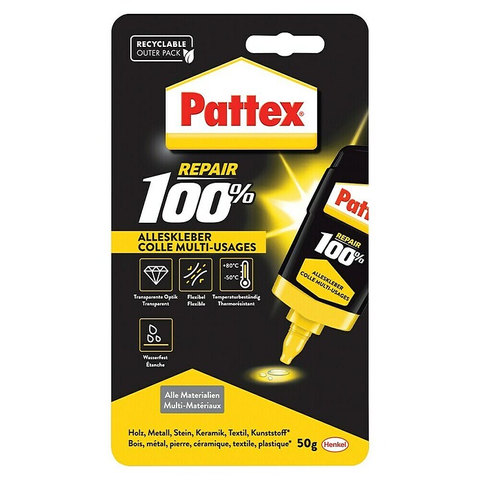 Pattex 100% Kraftkleber Multi-Power-Kleber (50 g, Flasche, Flüssig)