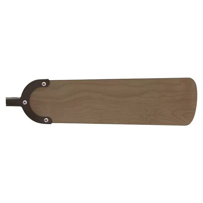 Proklima Deckenventilator Richmond - Titan, 105 cm, 150 W - Helles braunes Holzdeckenventilatorblatt mit dunkelbrauner Halterung und silbernen Schrauben.