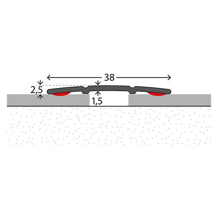 LOGOCLIC Übergangsprofil 132Anthrazit Metallic, 1 m x 38 mm x 2,5 mm, Montageart: Kleben Detail Shot