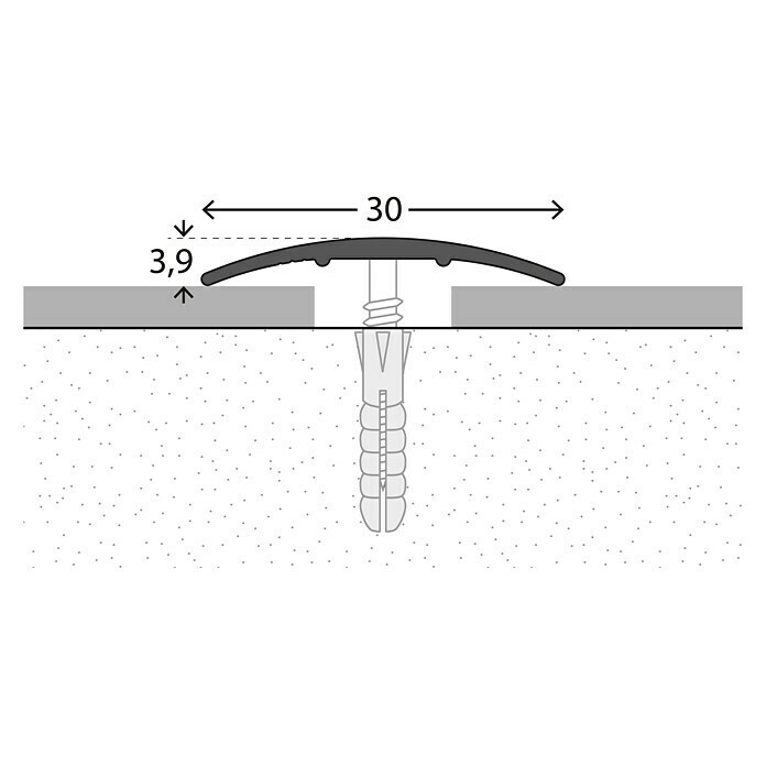 LOGOCLIC Prijelazni profil (Srebrno, 1 m x 30 mm x 3,9 mm, Vrsta montaže: Vijci)