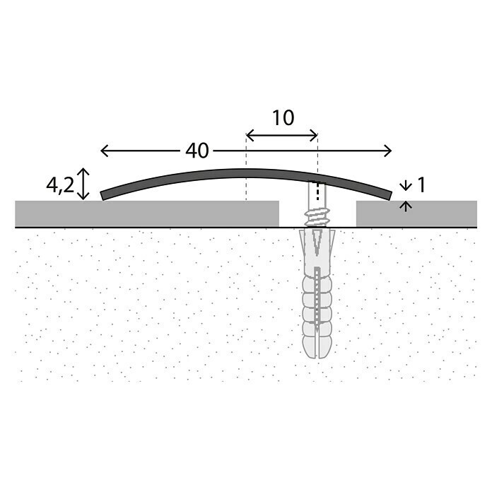 LOGOCLIC Overgangsprofiel (Mat rvs, 0,9 m x 40 mm x 4,2 mm, Montagemethode: Schroeven, Verzonken gaten aan de zijkant)